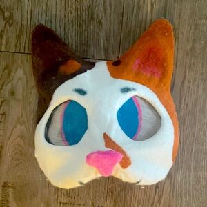Handmade calico cat therian mask